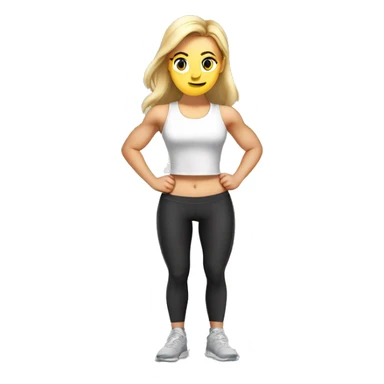 muscular white girl doing squats in a t-shirt and leggins at gym sticker