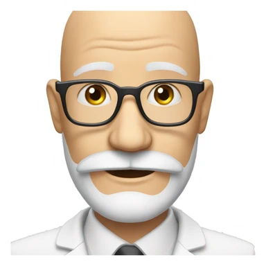 old bald professor with a beard and mustache in rectangular glasses smiles sticker