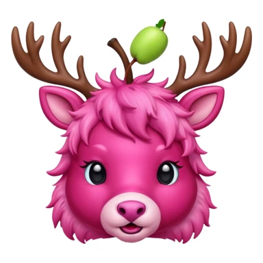 cute pink deer with apple on head sticker