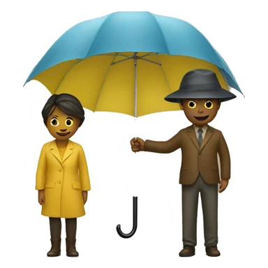 two persons under a yellow umbrella sticker