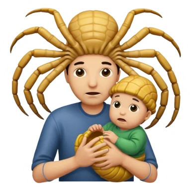 man with Baby Facehugger on his face sticker