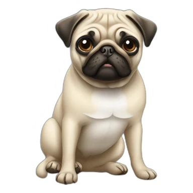 pug wearing a t-shirt sticker