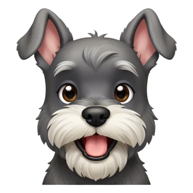 Cinematic Cute Yawning Miniature Schnauzer Portrait Emoji, Head cocked with a wide, adorable yawn and droopy, charming eyes, featuring a neatly trimmed, lovable salt-and-pepper fur, simplified yet irresistibly cute, highly detailed, glowing with a warm, relaxed radiance, high shine, exuding a sleepy yet spirited charm, styled with a soft, cozy glowing outline, capturing the essence of a Miniature Schnauzer mid-yawn, radiating pure, drowsy cuteness! sticker