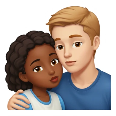 A white boy kissing a black girl during rasism sticker