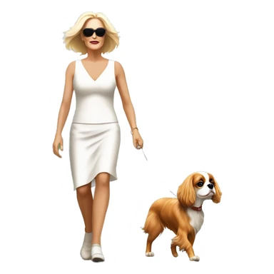 Sharon stone, basic instinct walking with cavalier King Charles spaniel  sticker
