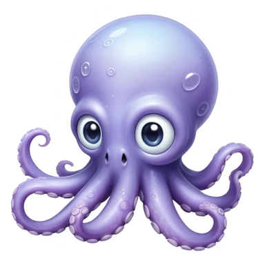 Cinematic Noble Baby Octopus Portrait Emoji, Poised and graceful, with a soft, rounded, slightly translucent body in a dreamy light blue-purple hue, large, glistening eyes full of quiet intelligence and mystery, delicate, flowing tentacles curling gently, Simplified yet sophisticated features, highly detailed, glowing with a soft, ethereal oceanic radiance, high shine, elegant and serene, stylized with an air of deep-sea wonder, focused and tranquil, soft glowing outline, capturing the essence of an otherworldly, intelligent little cephalopod, floating effortlessly in the gentle ocean currents! sticker