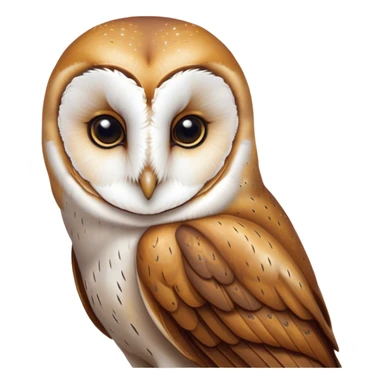 Cinematic Deep Thought Barn Owl Portrait Emoji, Head held high with a serene, contemplative gaze, showcasing its beautifully patterned plumage of white and brown, with eyes deeply focused as if pondering ancient secrets, Simplified yet majestically refined features, highly detailed, glowing with a soft, introspective light, high shine, poised and pensive, stylized with an air of profound wisdom, capturing the essence of an owl immersed in deep thought, so thoughtful it feels like it could silently whisper timeless wisdom from beyond the screen! sticker