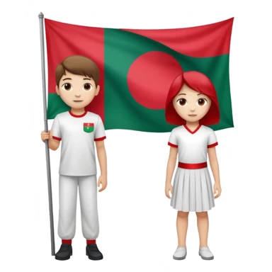 ১৬ডিসেম্বর উপলক্ষে শুভেচ্ছা । A banner is standing with a boy on one side and a girl on the other. sticker