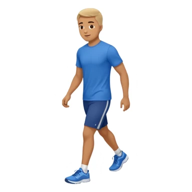 man walking with blue t-shirt  sticker