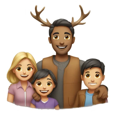 happy family with a deer sticker