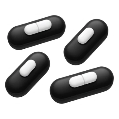 Minimalistic futuristic white&black pills pack emoji, black and white, flat vector design, high-tech clean UI icon sticker