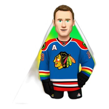 Jonathan Toews in rainbow triangle sticker