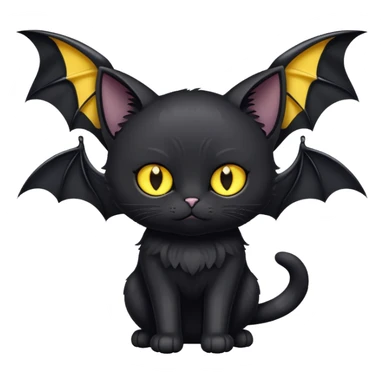 Black cat with yellow eyes with bat wings sticker