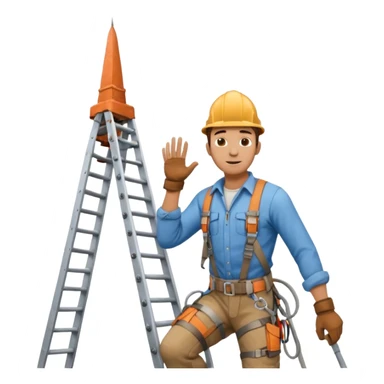 steeplejack man on a ladder beside a spire sticker