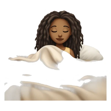 Brown girl with black brown ombré medium length dreadlocks hair and light skin sleeping with blanket on sticker