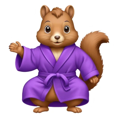 squirrel wearing purple bathrobe and slippers sticker