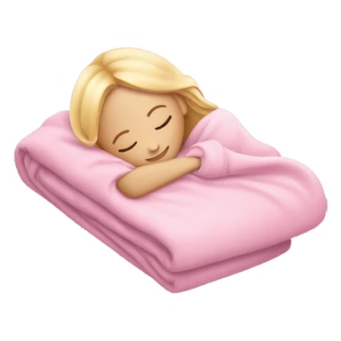 Blonde girl sleeping on left side in pink blanket sticker