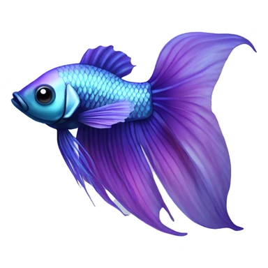 iridescent long fin betta fish blue and purple facing left  sticker