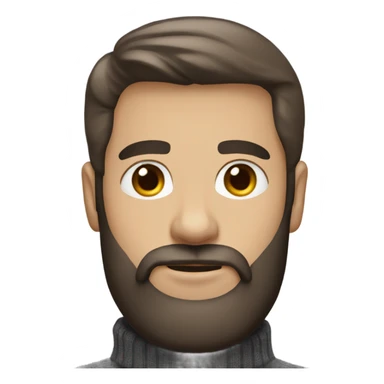 Straight hair Dark brown beard dark brown hair white boy in turtleneck sweater sticker