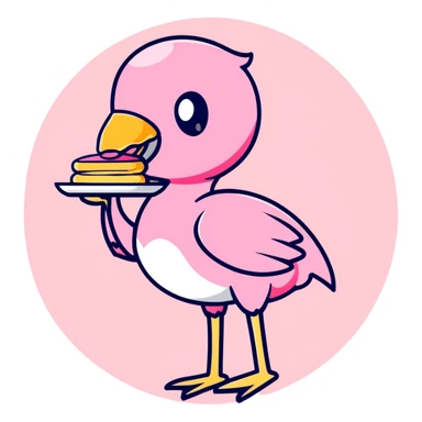 flamingo with a pancake sticker