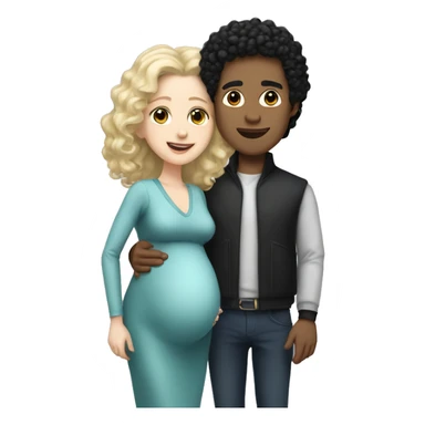 A white-skinned man with curly black hair and a pregnant white-skinned woman with shoulder-length, slightly blonde hair. sticker