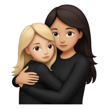 Silueta de Abrazo de apoyo de madre e hija sticker