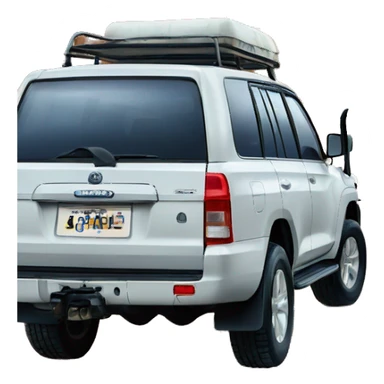 back of a Land Cruiser in the desert under blue sky  sticker