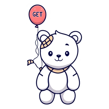 Cute teddy bear with a bandage holding a get well balloon sticker