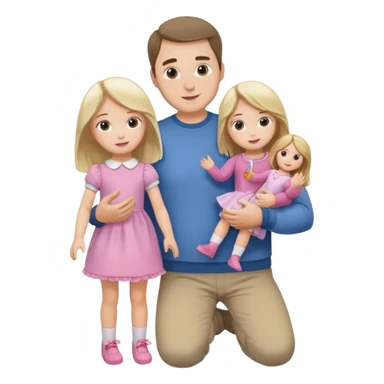father and daughter playing dolls full body sticker