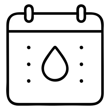 outlined period calendar icon, no fill, clean lines sticker