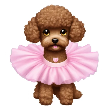 miniature brown curly hair poodle with a light pink ballet tutu skirt sticker