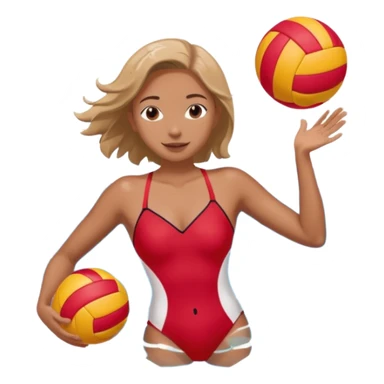 Natación  y voley en un corazón de color  sticker