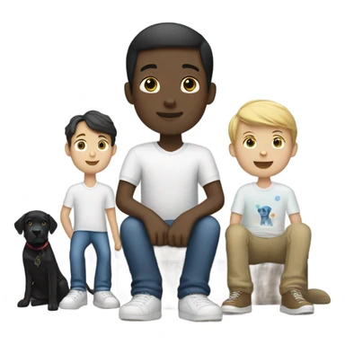 Black lab with two white teenage boys  sticker