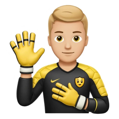 Football goalkeeper gloves with man goalkeeper and small emoji sticker