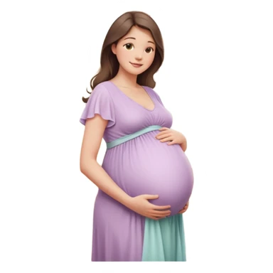 A beautiful pregnant woman standing in soft natural light near a window, gently holding her baby bump, wearing a flowing pastel dress, warm smile, cinematic photography, shallow depth of field, high resolution, soft tones, professional maternity photoshoot
 sticker