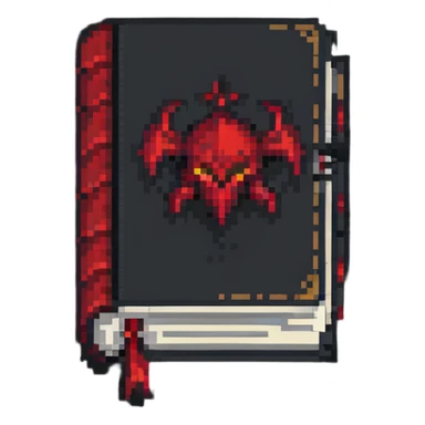 red cursed book in pixel art style sticker