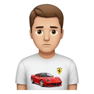 depressed man wearing a Ferrari t-shirt sticker