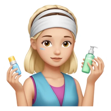 Clean girl aesthetic emoticons, apply skincare products, headband, glowing skin, vest, soft lighting
 sticker