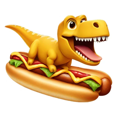 Dinosaur riding an hotdog sticker