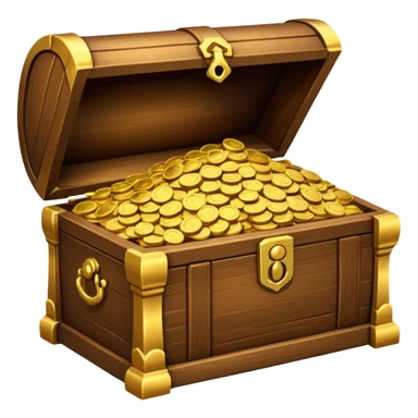 ["Wooden chest overflowing with gold coins."] sticker