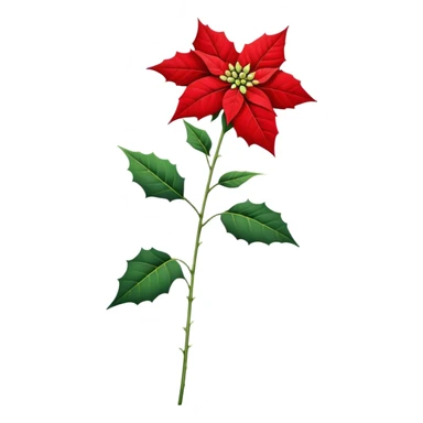 single Poinsettia flower stem sticker