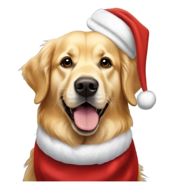 Two golden retrievers with Santa hats sticker