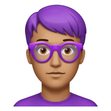 Cyberpunk man head 3d puruple cyber-glasses half rotate face 3d sticker