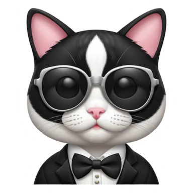 Tuxedo cat wearing sunglasses sticker