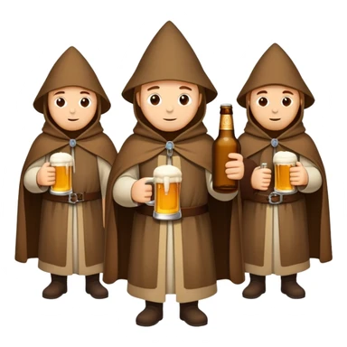 group of medieval pilgrims with cloaks and beer bottles sticker