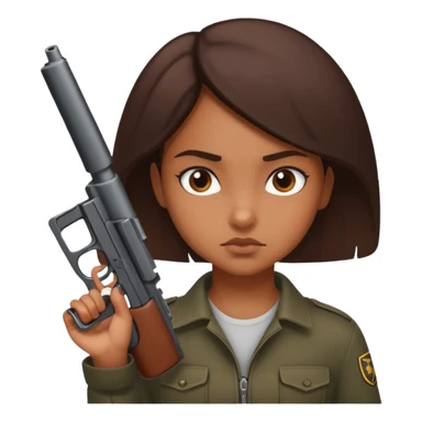 brown crazy girl with gun  sticker