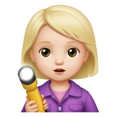 toddler girl with a flashlight sticker
