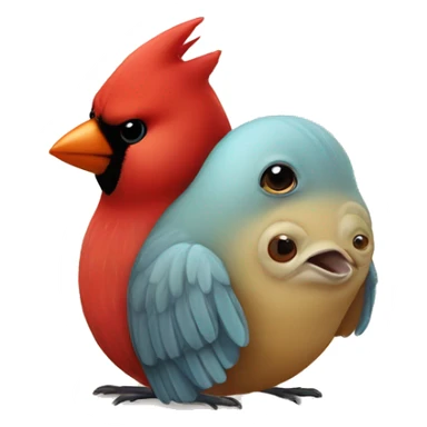 Cute cardinal cuddles cute slug sticker