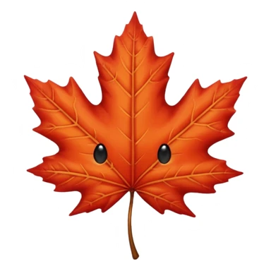 emoji, feuille d'érable couleur vermeille, deux yeux ronds noirs brillants sticker