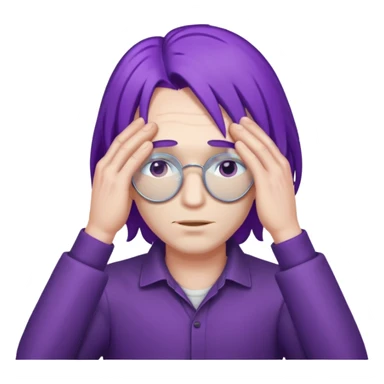 men with purple hair which cover eyes sticker